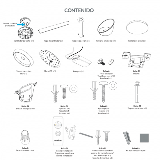 Ventilador inteligente smart WiFi 52" Ceiling Fan AT 1823
