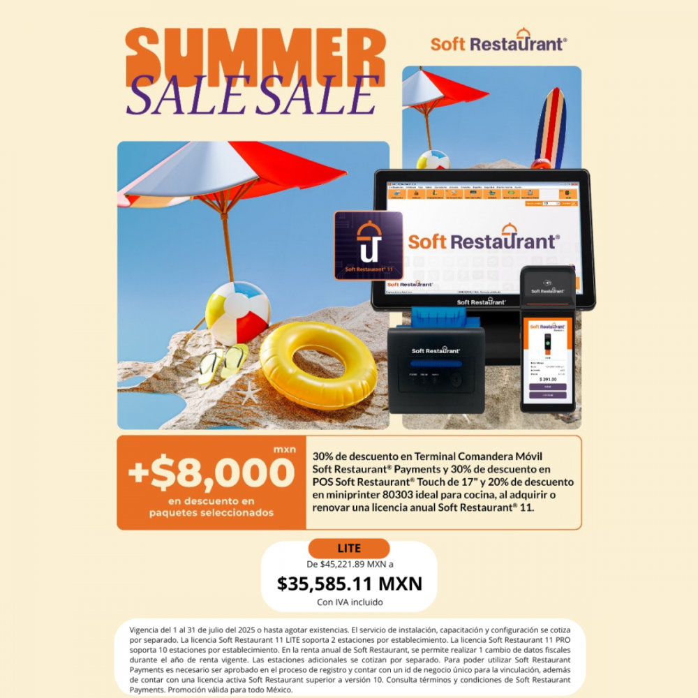 Soft Restaurant Summer Sale descuento en paquetes. LITE